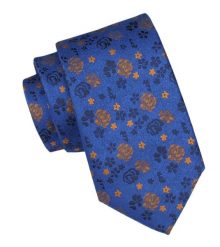 Krawat Męski - Alties - Wzór w Kwiaty, Kolor Niebieski. Niebieskie krawaty i muchy Alties, bez wzorów, z tkaniny, eleganckie. Za 49.00 zł.