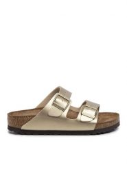 Birkenstock Klapki Arizona Bs 1016111 Złoty. Żółte klapki damskie Birkenstock, bez wzorów, ze skóry, bez obcasa. Za 319.99 zł.