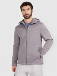 4F Kurtka softshell wiatroodporna membrana 5 000 męska - szara M. Szare kurtki męskie 4f, m, bez wzorów, z dzianiny, klasyczne, z kapturem. Za 299.99 zł.