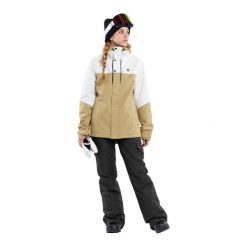 Kurtka snowboardowa damska Volcom Bolt Ins. Brązowe kurtki damskie Volcom, s, bez wzorów, bez kaptura, narciarskie. Za 509.99 zł.