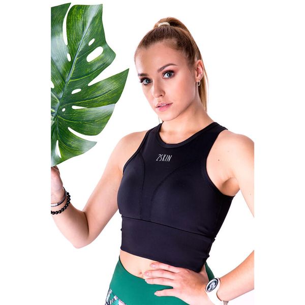 Stanik sportowy damski 2skin QUEEN BLACK. Czarne obuwie sportowe damskie 2SkIN, bez wzorów, z elastanu, na fitness i siłownię. W wyprzedaży za 59.00 zł.