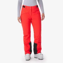 Spodnie narciarskie i snowboardowe damskie Quechua Pant 500. Czerwone spodnie materiałowe damskie WED'ZE, na zimę, l, bez wzorów, z materiału, narciarskie. Za 279.99 zł.