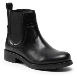 Botki Geox. Czarne botki damskie Geox, bez obcasa, na płaskiej podeszwie, bez zapięcia. Za 439.99 zł.