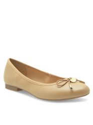 Jenny Fairy Baleriny VIKKI WYL3652-1 Beżowy. Brązowe baleriny damskie Jenny Fairy, bez wzorów, ze skóry, bez obcasa. Za 53.99 zł.