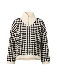 Msch Copenhagen Wełniany sweter - MSCHAmaria Kobiety Wełna biały|czarny, XS/S. Białe swetry damskie MSCH Copenhagen, s, bez wzorów, z wełny, eleganckie, bez kołnierzyka, bez ramiączek, bez kaptura. Za 329.95 zł.