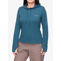 Bluza z kapturem damska Columbia EU Sun Trek LS Hoodie. Niebieskie bluzy sportowe damskie Columbia, bez wzorów, z kapturem, trekkingowe. Za 209.99 zł.