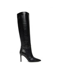 Eva Minge Kozaki EO-ELIA-GLC1014-19.5-361-4 Czarny. Czarne kozaki damskie Eva Minge, ze skóry, bez obcasa, na szpilce. Za 639.99 zł.