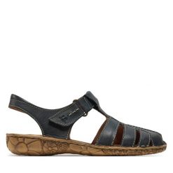 Sandały Josef Seibel. Czarne klapki damskie Josef Seibel, bez wzorów, bez obcasa, na płaskiej podeszwie, bez zapięcia. Za 249.99 zł.