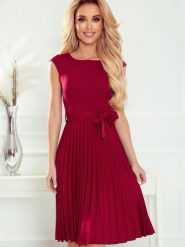 Sukienka Model Lila 311-11 Bordo - Numoco. Czerwone sukienki damskie NUMOCO, l, bez wzorów, z elastanu, bez kołnierzyka, plus size, bez ramiączek, mini, rozkloszowane. Za 356.58 zł.