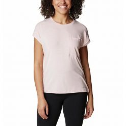 Koszulka Turystyczna Damska Columbia Boundless Trek Short Sleeve T-Shirt. Czerwone koszulki sportowe damskie Columbia, l, bez wzorów, sportowe, bez kołnierzyka. Za 127.99 zł.