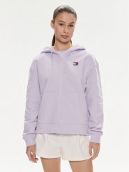 Tommy Jeans Bluza Badge DW0DW17955 Fioletowy Relaxed Fit. Fioletowe bluzy damskie Tommy Jeans, xxs, bez wzorów, z bawełny, bez kaptura. Za 399.99 zł.
