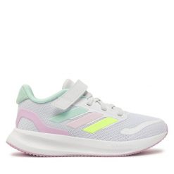 Sneakersy adidas. Białe trampki i tenisówki chłopięce Adidas, bez wzorów, bez zapięcia. Za 139.99 zł.