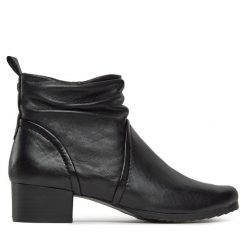 Botki Caprice. Czarne botki damskie Caprice, bez obcasa, na słupku, bez zapięcia. Za 359.99 zł.