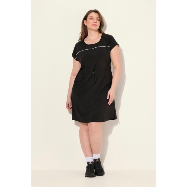 Damskie Sukienka outdoorowa szybkoschnąca okrągły dekolt bez rękawów. Czarne sukienki damskie Ulla Popken, plus size, bez wzorów, z materiału, sportowe, bez kołnierzyka, plus size, bez ramiączek, sportowe. W wyprzedaży za 223.99 zł.