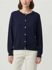 Kardigan z guzikami - granatowy. Niebieskie kardigany damskie Sinsay, l, bez wzorów. Za 49.99 zł.