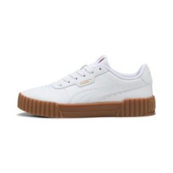 Sneakersy damskie Puma Carina 3.0. Białe obuwie sportowe damskie Puma, bez wzorów, z materiału, tenisowe. Za 262.20 zł.