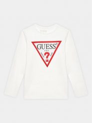 Guess Bluzka J2YI50 K6YW1 Biały Regular Fit. Białe bluzki dla dziewczynek Guess, z aplikacjami, z bawełny, bez kołnierzyka, bez ramiączek. Za 89.99 zł.
