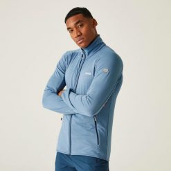 Bluza turystyczna polarowa męska Regatta Highton II Lite. Niebieskie bluzy męskie Regatta, m, bez wzorów, z polaru, bez kaptura. Za 150.70 zł.