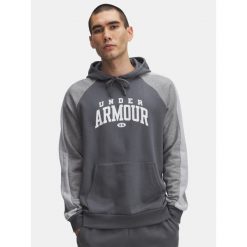 Bluza Męska Z Kapturem Under Armour Logo Colorblock Hoodie. Szare bluzy sportowe męskie Under Armour, m, bez wzorów, z kapturem, na fitness i siłownię. Za 189.99 zł.