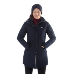 Parka dla kobiet QHP Linde. Niebieskie parki damskie QHP, na zimę, m, bez wzorów, z poliesteru, eleganckie, bez kaptura. Za 536.50 zł.