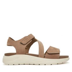 Sandały Tamaris. Brązowe sandały damskie Tamaris, bez wzorów, bez obcasa, na koturnie, bez zapięcia. Za 179.99 zł.