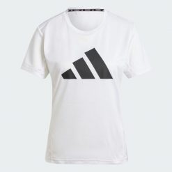 Koszulka Run It. Białe koszulki sportowe damskie Adidas, m, bez wzorów, z materiału, bez kołnierzyka, bez ramiączek, do biegania. Za 176.99 zł.