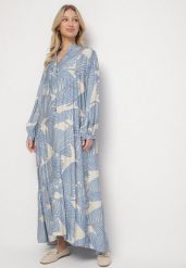 Jasnoniebieska Wiskozowa Sukienka o Rozkloszowanym Kroju w Liście Rivvesa. Niebieskie sukienki damskie Born2be, na co dzień, m, bez wzorów, z wiskozy, eleganckie, bez kołnierzyka, bez ramiączek, maxi, proste. Za 119.99 zł.