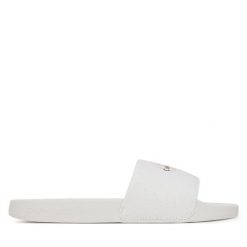 Japonki Calvin Klein Jeans. Białe klapki damskie Calvin Klein Jeans, bez wzorów, z jeansu, bez obcasa. Za 129.99 zł.