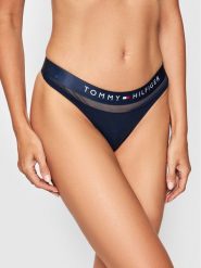Tommy Hilfiger Stringi Thong UW0UW00064 Granatowy. Niebieskie stringi damskie Tommy Hilfiger, l, bez wzorów, z bawełny. Za 79.99 zł.