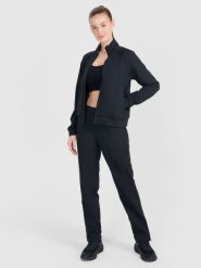 4F Spodnie treningowe szybkoschnące damskie - czarne S. Czarne spodnie sportowe damskie 4f, s, bez wzorów, z dzianiny, na fitness i siłownię. W wyprzedaży za 99.99 zł.