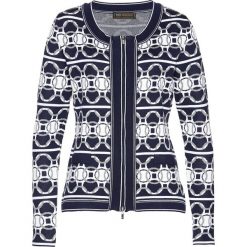Sweter rozpinany bonprix ciemnoniebiesko-biało-szary wzorzysty. Kardigany damskie bonprix. Za 109.99 zł.