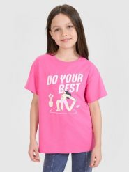 4F T-shirt regular z nadrukiem dziewczęcy - różowy 152 (11-12 lat). Czerwone t-shirty i topy dla dziewczynek 4f, bez wzorów, z bawełny, bez ramiączek. W wyprzedaży za 19.99 zł.