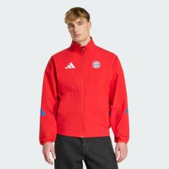 Kurtka FC Bayern Z.N.E. Anthem. Czerwone kurtki męskie Adidas, l, bez wzorów, z dresówki, do piłki nożnej. Za 479.00 zł.