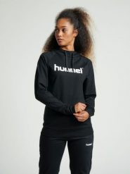 Bluza sportowa z kapturem damska Hummel Go Cotton Logo Hoodie Woman. Czarne bluzy damskie Hummel, s, bez wzorów, z bawełny, z kapturem. Za 211.45 zł.