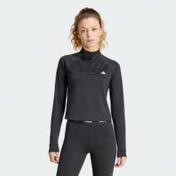Bluza Train Essentials Minimal Branding 1/4-Zip. Czarne bluzy damskie Adidas, s, bez wzorów, z dzianiny, bez kaptura, na fitness i siłownię. Za 215.90 zł.