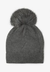 Ciemnoszara Czapka z Kaszmirem i Bawełną Windy Time. Szare czapki i kapelusze damskie Born2be, na zimę, bez wzorów, z bawełny. Za 49.99 zł.