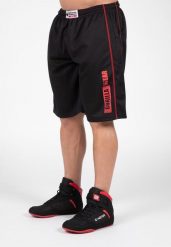 Wallace Mesh Szorty - Czarny/Czerwony. Czarne krótkie spodenki sportowe męskie GORILLA WEAR, l, bez wzorów, z meshu, na fitness i siłownię. Za 204.00 zł.