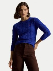 Polo Ralph Lauren Sweter 211971869012 Niebieski Slim Fit. Niebieskie swetry damskie Polo Ralph Lauren, s, bez wzorów, z bawełny, bez kołnierzyka, bez ramiączek, bez kaptura. Za 949.99 zł.