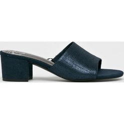 Marco Tozzi - Klapki. Szare klapki damskie Marco Tozzi, bez wzorów, z materiału, bez obcasa, na obcasie. Za 129.90 zł.