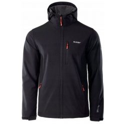 Kurtka męska Softshell Hi-Tec Caen - czarno-pomarańczowa, Rozmiar M. Brązowe kurtki męskie Hi-tec, m, bez wzorów, z polaru, bez kaptura. Za 184.99 zł.