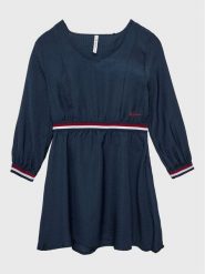 Pepe Jeans Sukienka codzienna PG951580 Granatowy Regular Fit. Niebieskie sukienki dla dziewczynek Pepe Jeans, bez wzorów, z jeansu, bez ramiączek. Za 259.99 zł.