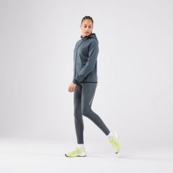 Legginsy do biegania damskie Kiprun Run 500 Warm ocieplane. Zielone legginsy damskie KIPRUN, l, bez wzorów, z elastanu, do biegania. Za 139.99 zł.