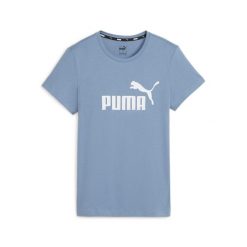 Damska koszulka z logo Essentials PUMA Zen Blue. Niebieskie koszulki sportowe damskie Puma, m, bez wzorów, bez kołnierzyka, bez ramiączek, na jogę i pilates. Za 112.96 zł.
