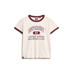 Damska dopasowana koszulka Superdry Athletic Essentials Ringer. Białe t-shirty damskie Superdry., bez wzorów, bez kołnierzyka. Za 132.45 zł.