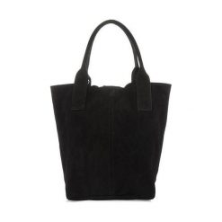 Worek czarny skórzany L82. Czarne torebki do ręki damskie z aplikacjami, z materiału, zamszowe, bez dodatków. Za 164.99 zł.