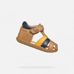 Sandały GEOX B SANDAL MACCHIA Brązowy. Brązowe sandały męskie Geox, ze skóry, bez zapięcia. Za 218.99 zł.