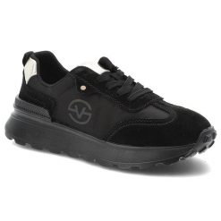 Czarne Sneakersy Vinceza Sportowe Obuwie Damskie. Czarne obuwie sportowe damskie VINCEZA, bez wzorów, z materiału, eleganckie, bez obcasa, bez zapięcia. Za 161.99 zł.