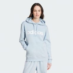 Bluza z kapturem Essentials Linear. Niebieskie bluzy damskie Adidas, xs, bez wzorów, z kapturem, na fitness i siłownię. Za 279.00 zł.