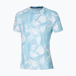 Koszulka męska Mizuno Paris Dryaeroflow Tee. Niebieskie koszulki sportowe męskie Mizuno, m, bez wzorów, z materiału, bez kołnierzyka, bez ramiączek, do biegania. Za 239.99 zł.