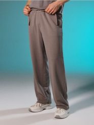 Spodnie dresowe wide leg - szary. Szare spodnie sportowe męskie Sinsay, l, bez wzorów, z dresówki. Za 49.99 zł.